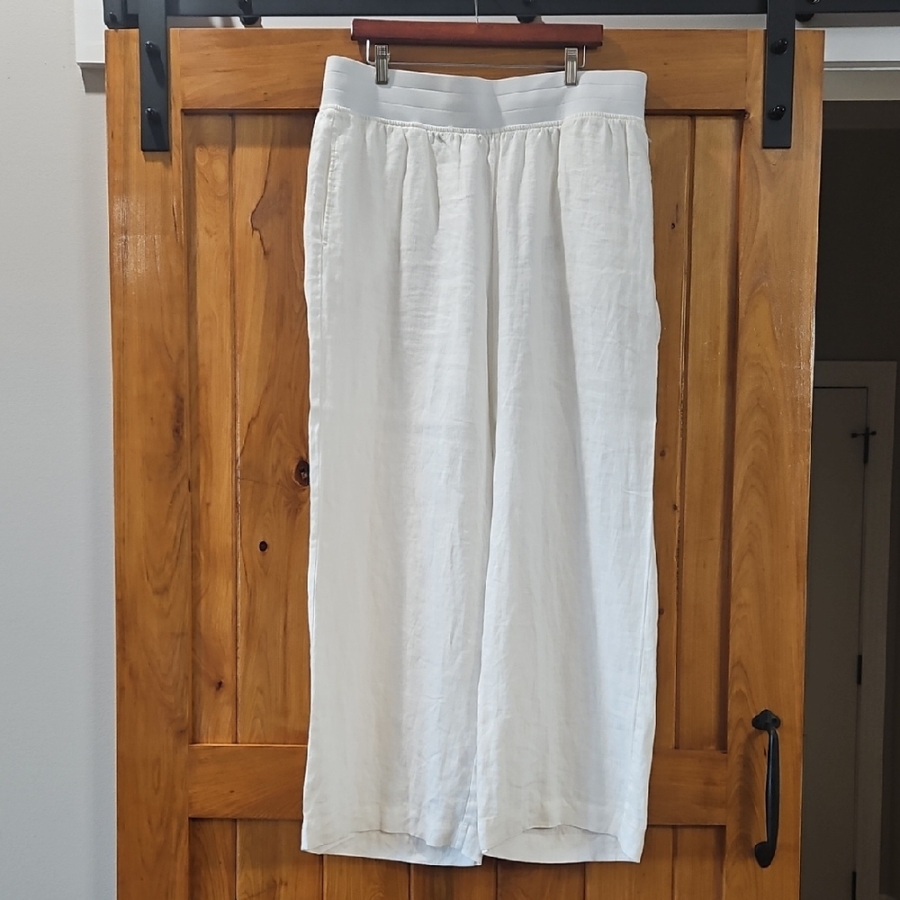 White Linen Wide-Leg Pants